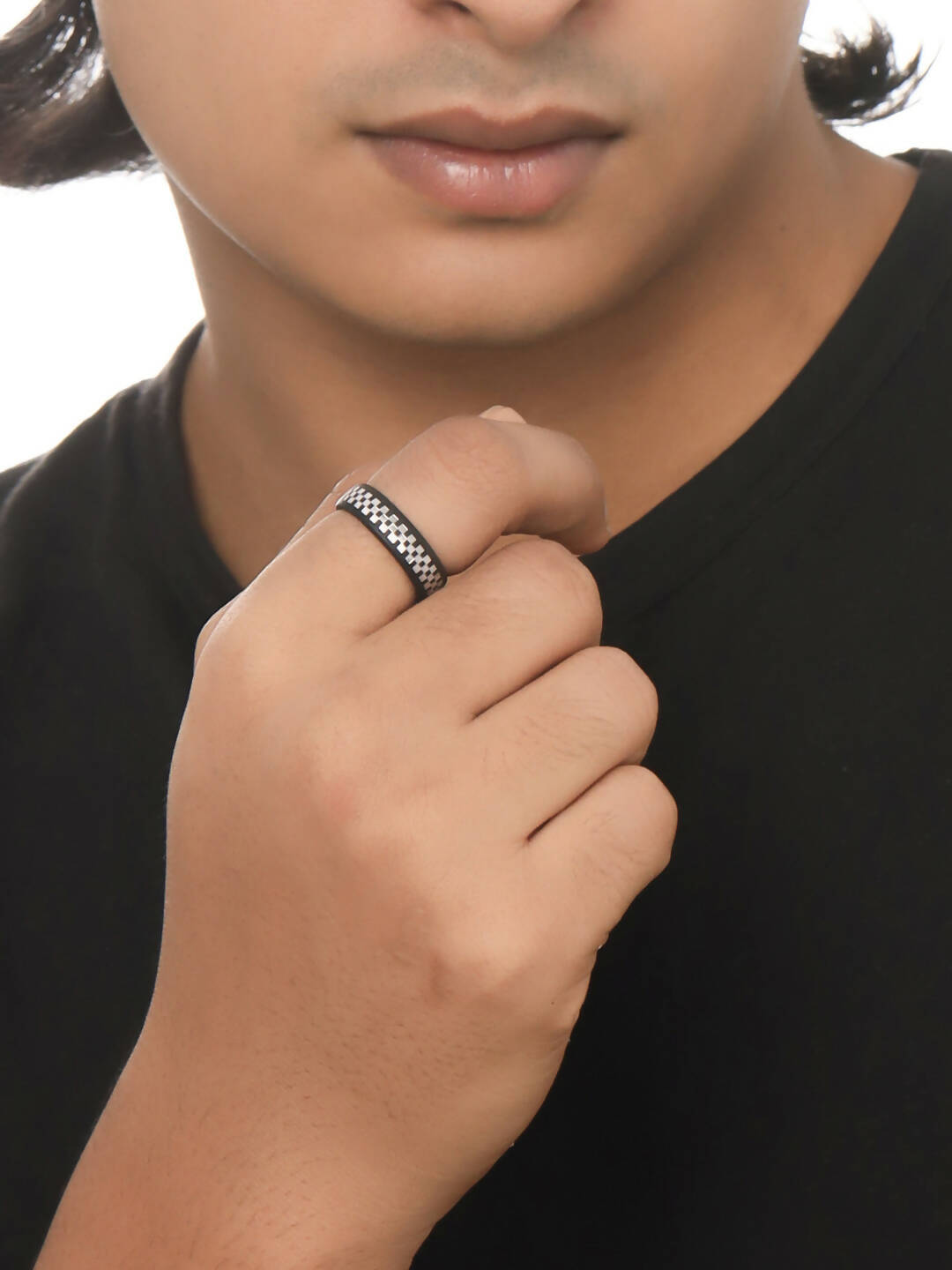 NVR Men's Black Metal Ring | Grocsy