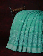 Sea Green Colour Printed Semi Chanderi Design Saree By Gayathri Reddy Designer Studio | Grocsy