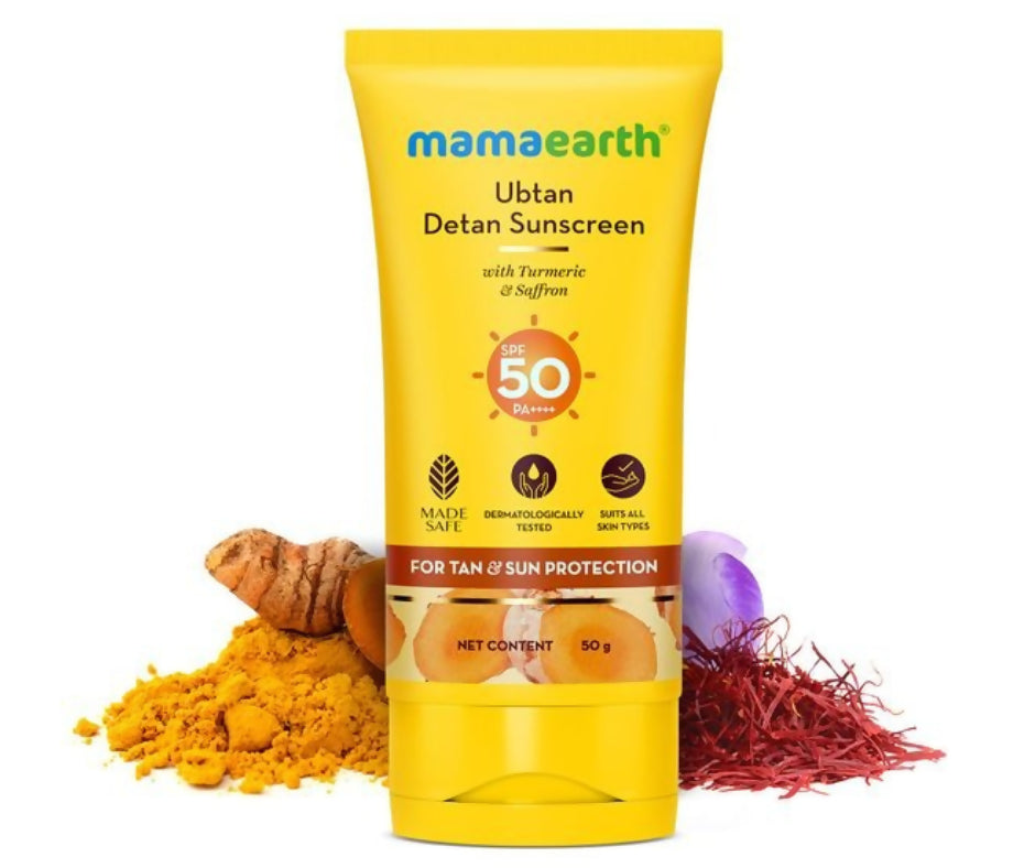 Mamaearth Ubtan Detan Sunscreen With Turmeric & Saffron For Sun Protection | Grocsy