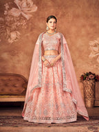 Wedding Designer Pink Organza lehengha Choli - Anbazaar | Grocsy