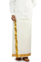 Ramraj Cotton Mens Cotton 1 1/2 " Gold Jari Dhoti - Kora | Grocsy