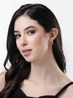 NVR Women Gold-Toned Circular Hoop Earrings | Grocsy