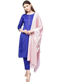 Ahalyaa Women's Royal Blue Poly Silk Solid Salwar Suit with Dupatta | Grocsy