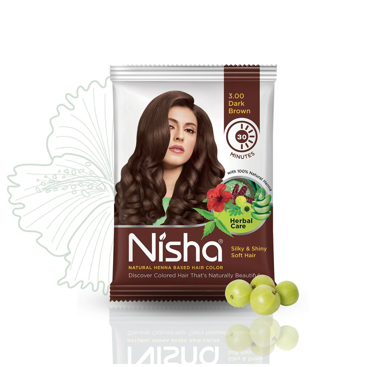 Nisha Henna Based Hair Colour for Women & Men Dark Brown (Pack of 10) | Grocsy