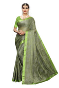 Vamika Mehendi Green Lycra Embroidery Saree | Grocsy