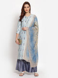 Myshka Women's Multi Printed Cotton Blend 3/4 Sleeve Round Neck Casual Kurta Palazzo Dupatta Set | Grocsy