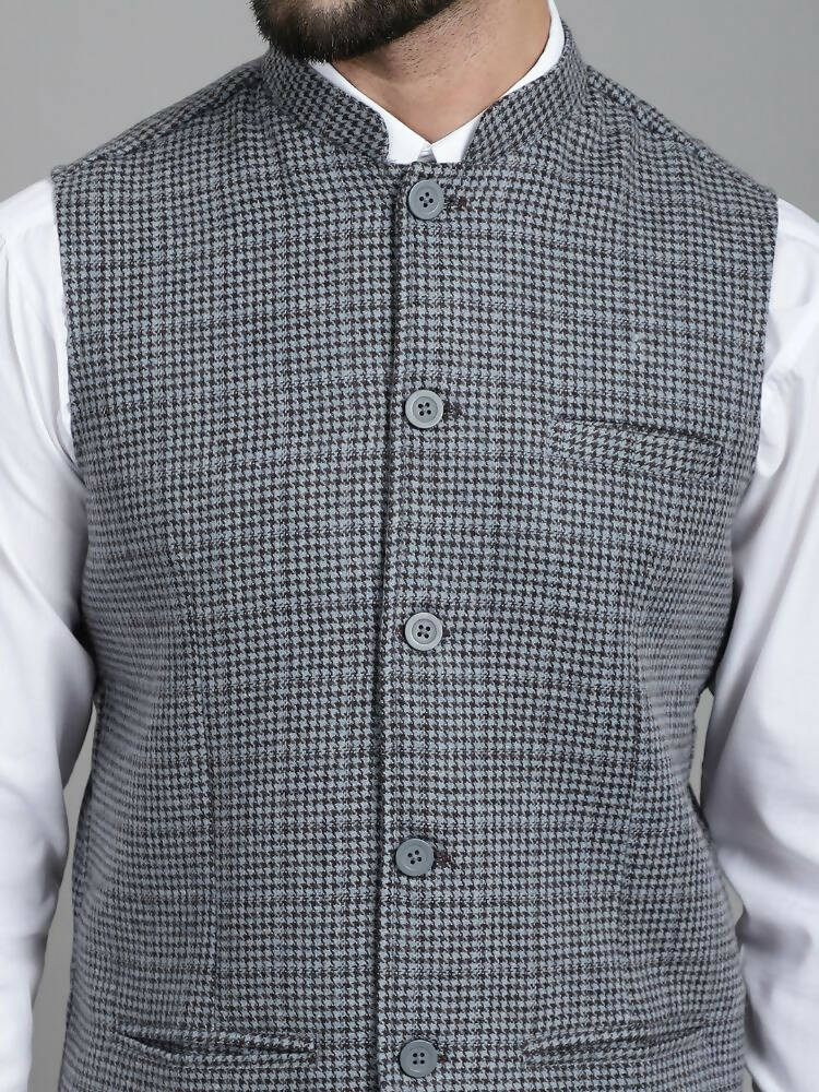 Even Apparels Nehru Jacket With Welt Pockets - Grey | Grocsy