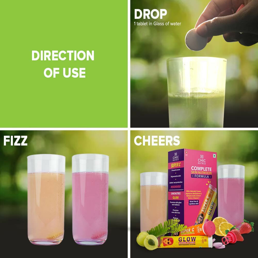 Chicnutrix Glow + Super C – Glutathione & Vitamin C Tablets | Grocsy