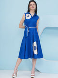 Joban Fashion Royal Blue Dress with Belt | Grocsy