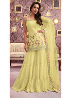 Vastranavya Malaika Arora Cream Georgette Embroidered Sequins Palazzo Suit | Grocsy