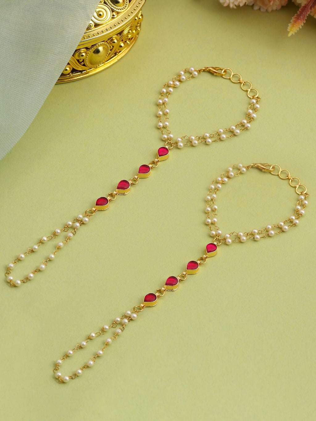Ruby Raang Gulnaar Pearl Ruby Haath Phool | Grocsy