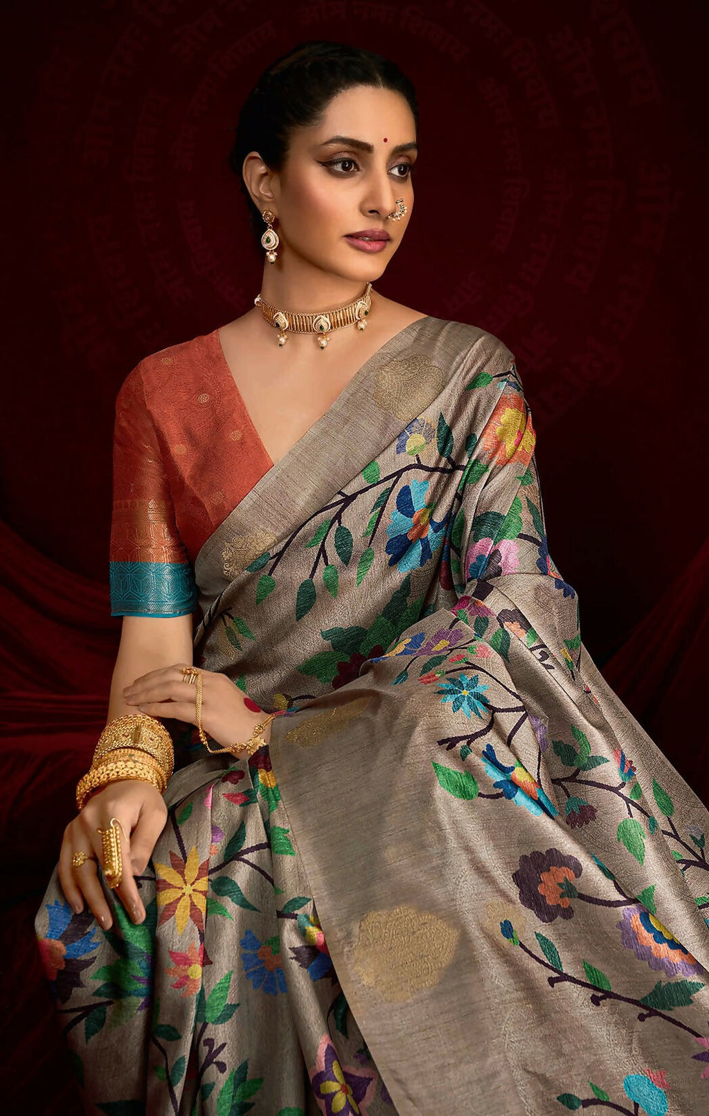 Joban Fashion Multi Color Soft Silk Weaving Fabric With Digital Jamdani Print With Jacquard Rich Pallu & Blouse With Spring Tassels | Grocsy