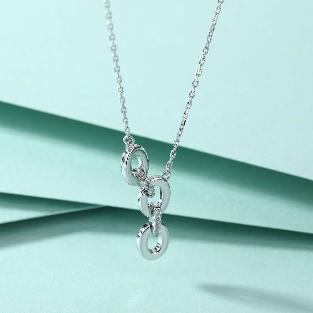 Cauer Elegant 14K White Gold Plated Moissanite Pendant Necklace | Grocsy