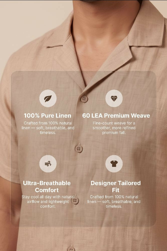 Dune — Beige Linen Shirt by Hilo Design | Grocsy