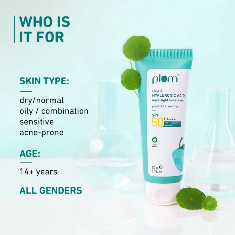 Plum Cica & Hyaluronic Acid SPF 50 PA+++ Sunscreen | Grocsy