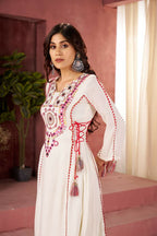 The52 Women's Gorgeous Rayon Fabric Thread Work Straight Kurta Palazzo Set | Grocsy