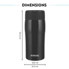 Borosil Cosmic Insulated Water Bottle Tumbler - 320ml (Black) | Grocsy
