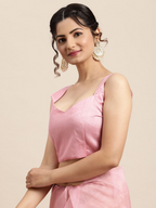 Saree Mall Pink Floral Embroidered Organza Sarees | Grocsy