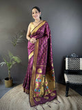 Joban Fashion Wine Polka Dot Lichi Silk Paithani Silk Saree | Grocsy