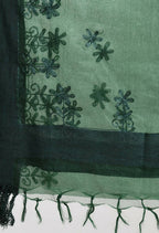 Mominos Fashion Moeza Women's Orgenza All Over Chikan Work Bottle Green Dupatta | Grocsy