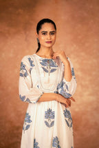 Joban Fashion Blue Floral Hand Block Printed Cotton Kurta Pant Set | Grocsy