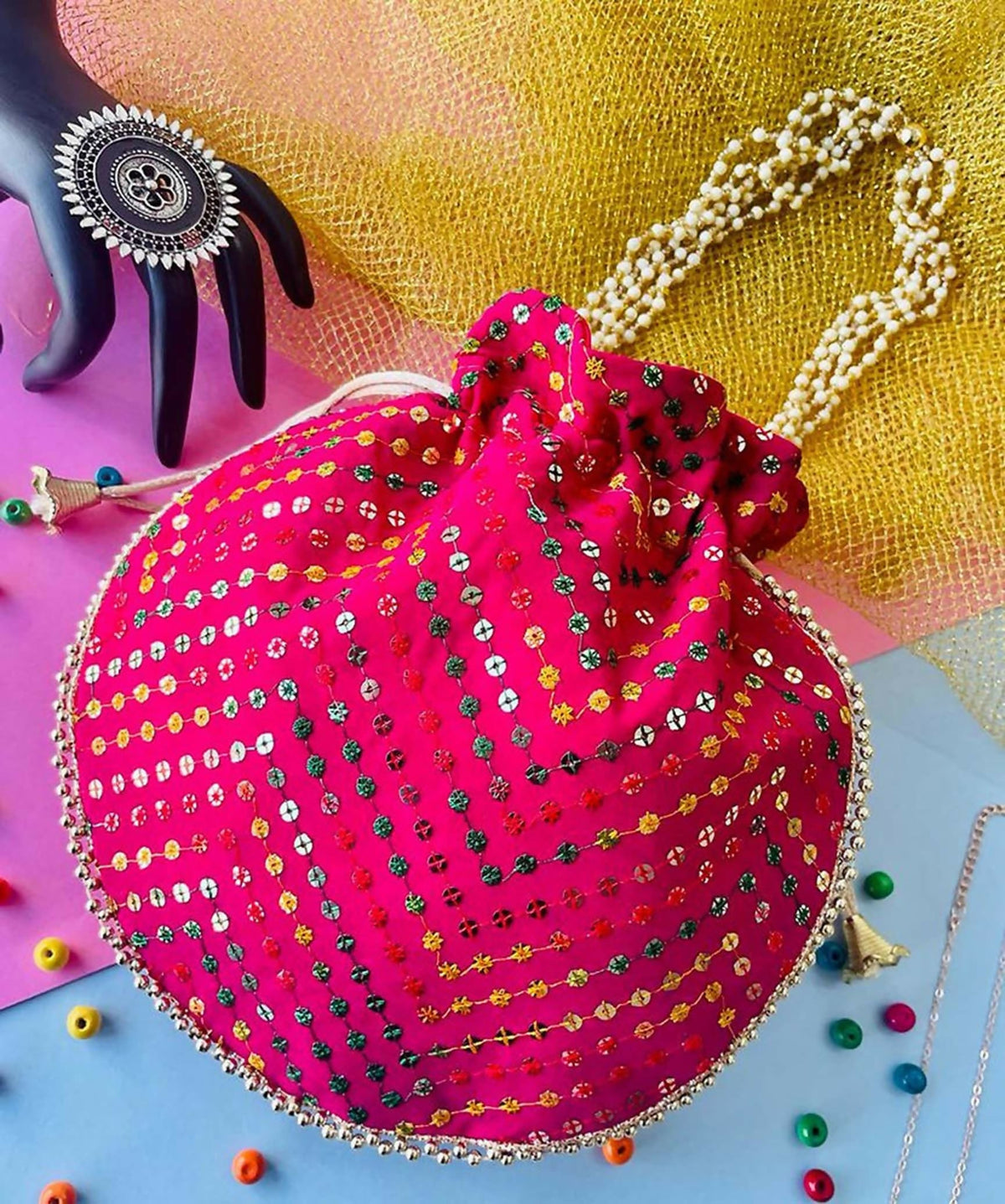 Joban Fashion Potli Bags - Pink | Grocsy