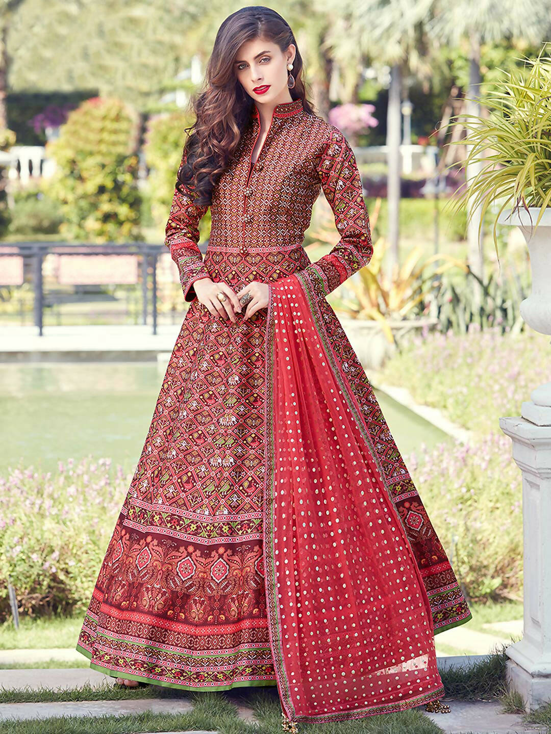 Partywear Designer Red Heavy Soft Killer Silk Salwar Suit - Anbazaar | Grocsy