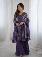 Teeya Creation Lavender Color Embroidery Work Wedding Wear Salwar Suit | Grocsy
