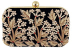Jaishri Handicrafts Pearl Floral Clutch Carbon Black | Grocsy