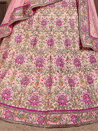 Tulsi Art Peach Embroidered Taffeta Silk Bridal Wear Lehenga Choli | Grocsy