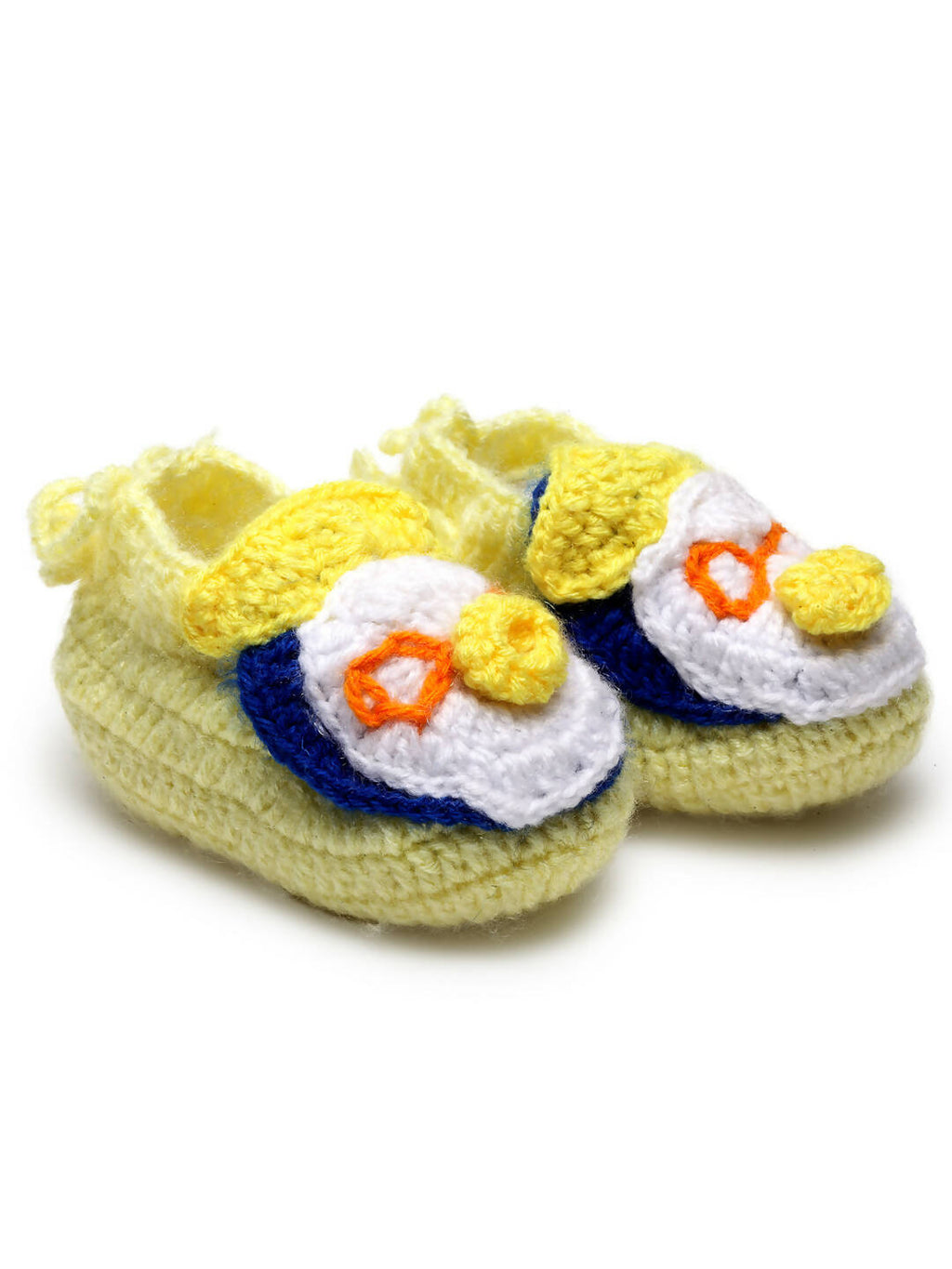 Chutput Kids Woollen Hand Knitted Self Desgin Booties - Yellow | Grocsy