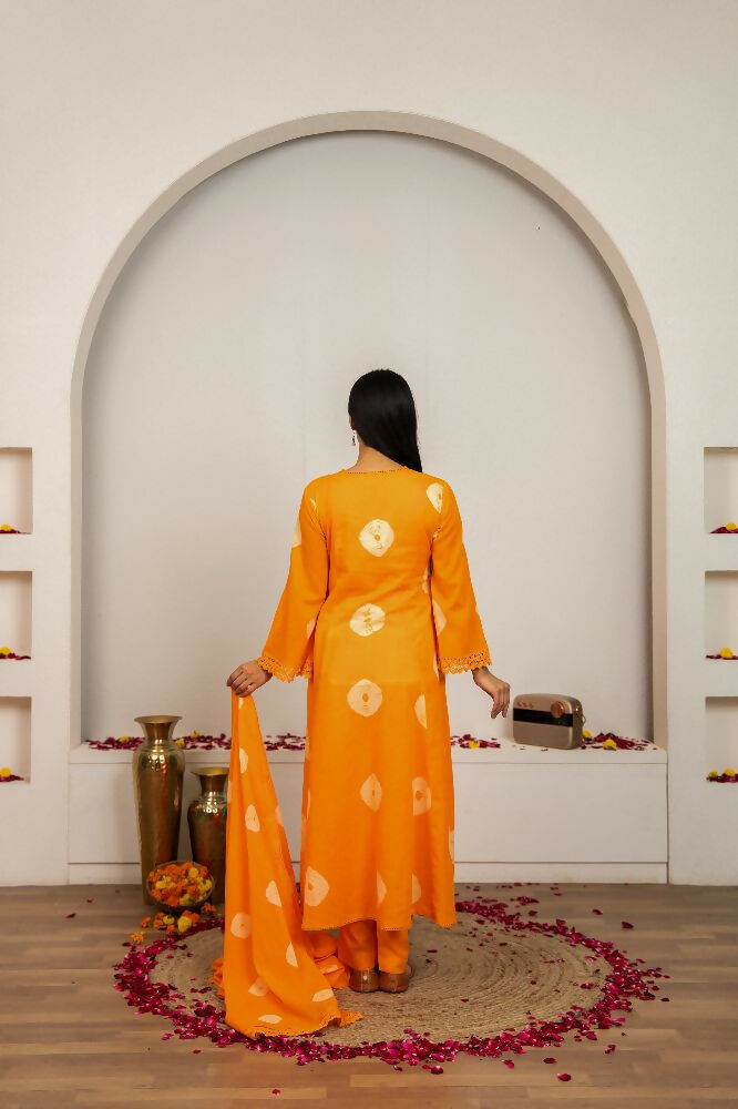 Joban Fashion Orange Tie & Dye Cotton Suit Set | Grocsy