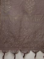 Yufta Women Brown Printed Panelled Beads and Stones Pure Cotton Kurta with Trouser & With Dupatta | Grocsy