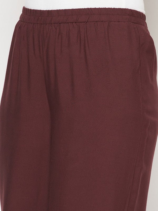 Aniyah Rayon Flared Slip-On Coffee Color Palazzo | Grocsy