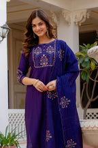 Pramukh Fab Violet Color Viscose Mango Silk Kurta Set | Grocsy