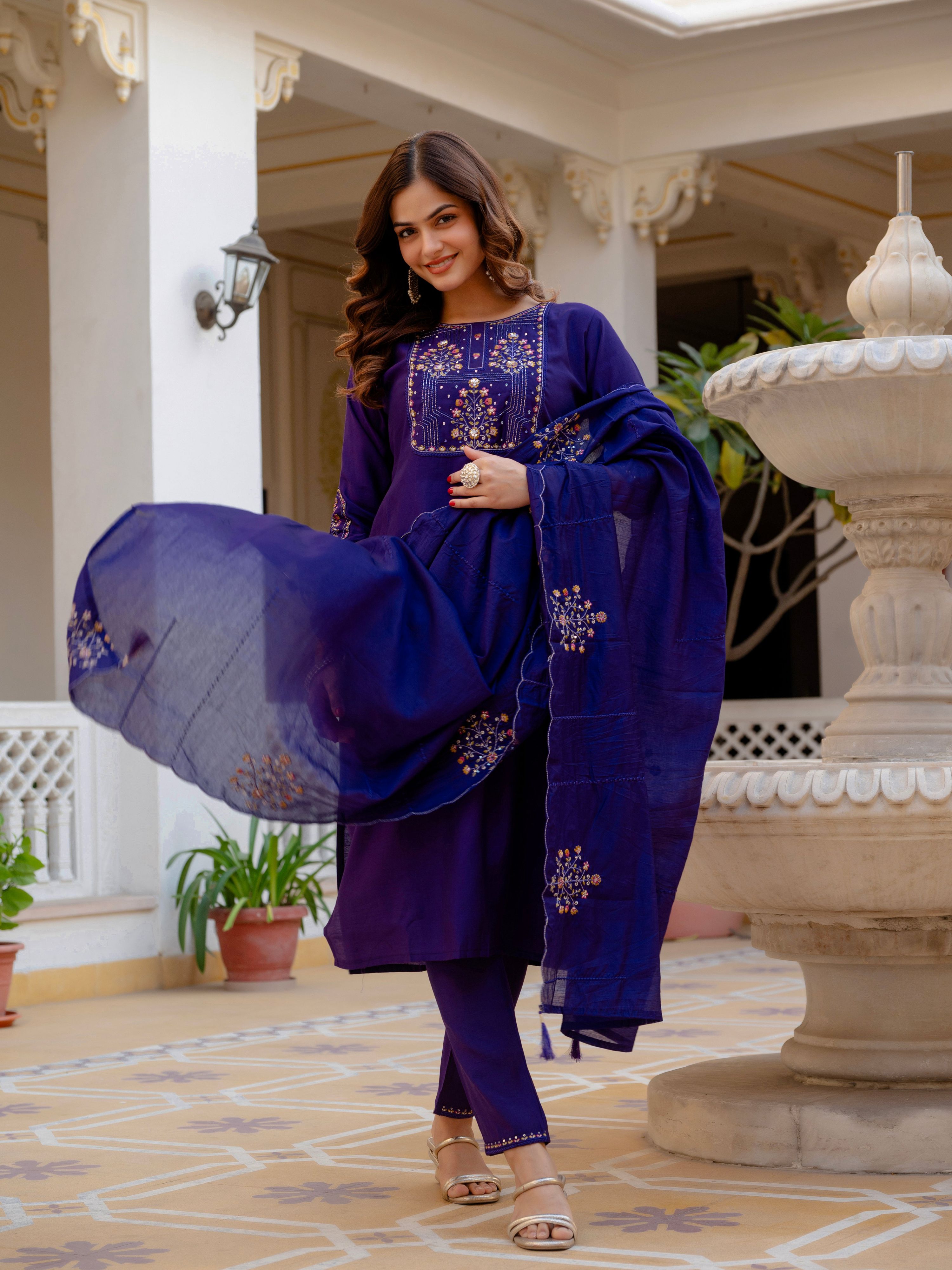 Pramukh Fab Violet Color Viscose Mango Silk Kurta Set | Grocsy