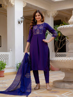 Pramukh Fab Violet Color Viscose Mango Silk Kurta Set | Grocsy