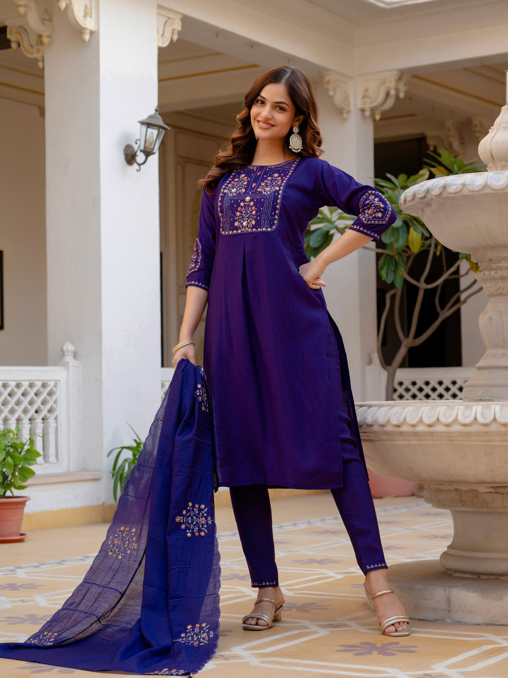 Pramukh Fab Violet Color Viscose Mango Silk Kurta Set | Grocsy