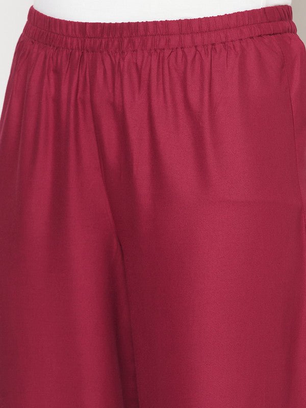 Aniyah Rayon Flared Slip-On Wine Color Palazzo | Grocsy