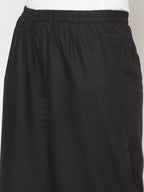 Aniyah Rayon Flared Slip-On Black Palazzo | Grocsy