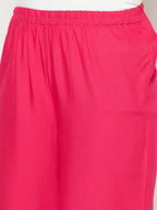 Aniyah Fuchsia Color Rayon Flared Slip-On Palazzo | Grocsy