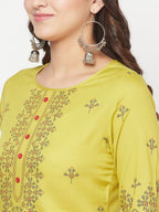 Aniyah Rayon Digital Screen Print Parrot Green Straight Kurta | Grocsy