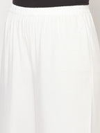 Indian Clothing Aniyah Rayon Flared Slip-On White Palazzo | Grocsy