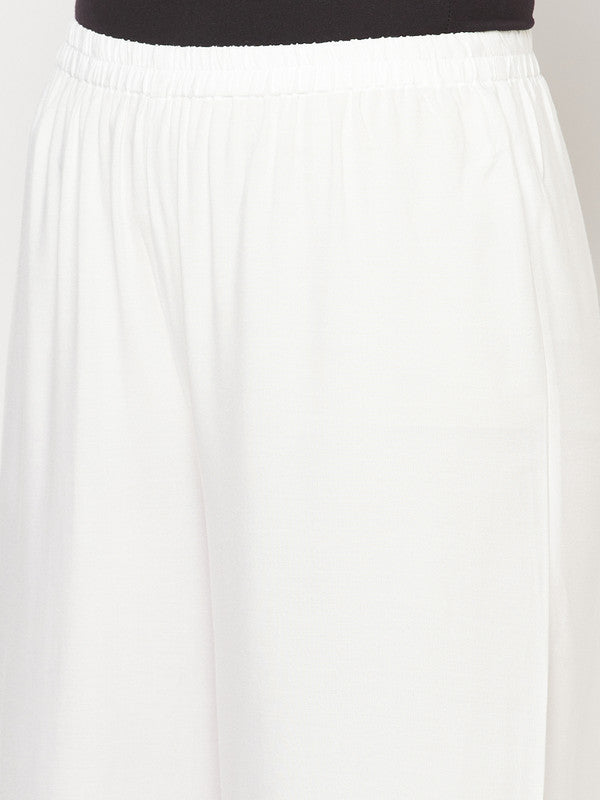 Indian Clothing Aniyah Rayon Flared Slip-On White Palazzo | Grocsy