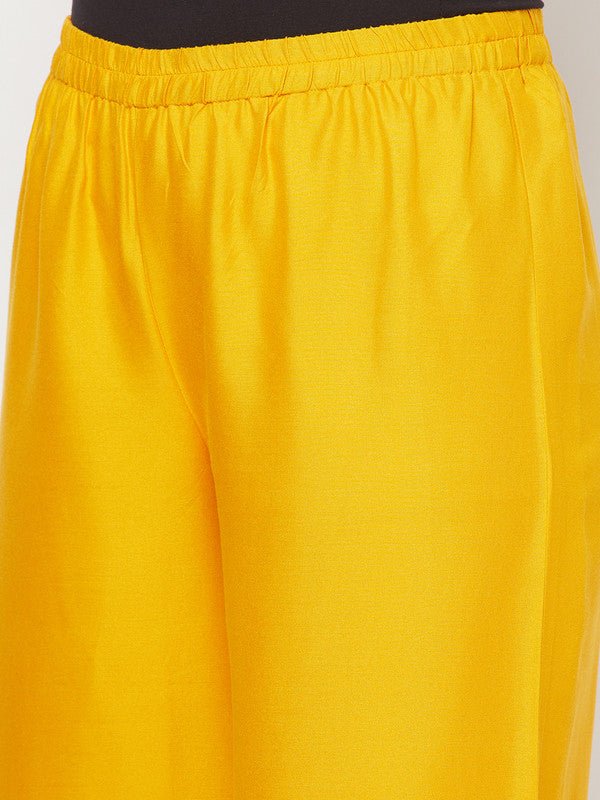Aniyah Mustard Color Rayon Flared Slip-On Palazzo | Grocsy