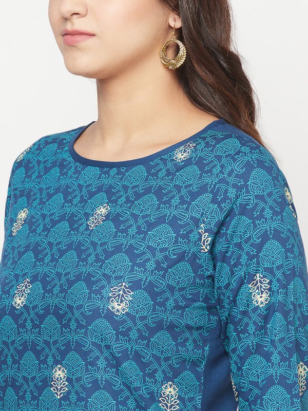 Aniyah Rayon Digital Screen Printed Blue Color Straight Kurta | Grocsy