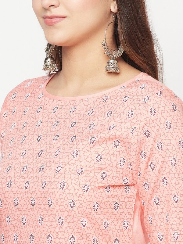 Aniyah Rayon Digital Screen Print Peach Color Straight Kurta | Grocsy
