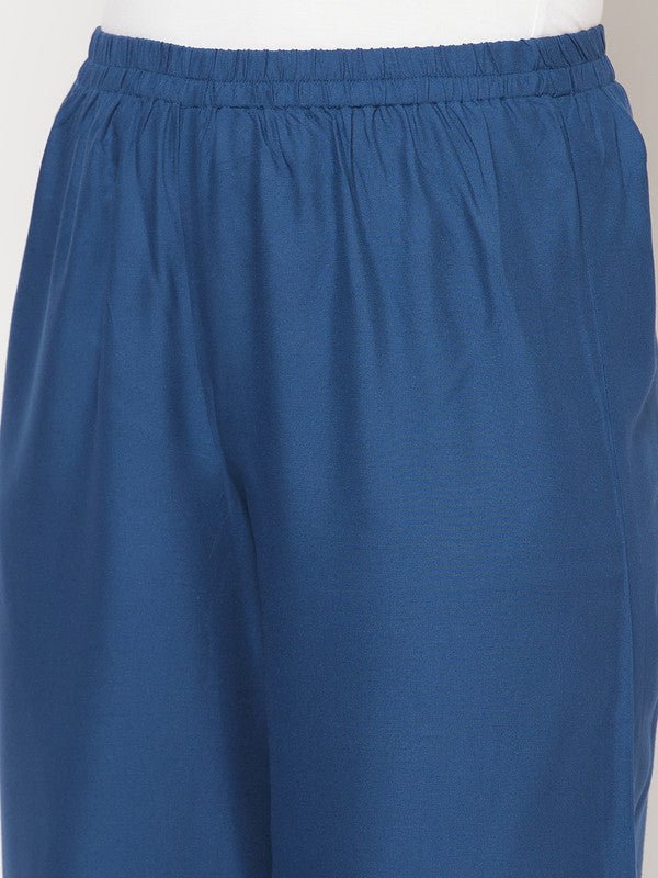 Aniyah Rayon Flared Slip-On Blue Palazzo | Grocsy