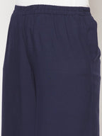 Aniyah Rayon Flared Slip-On Navy Blue Palazzo | Grocsy