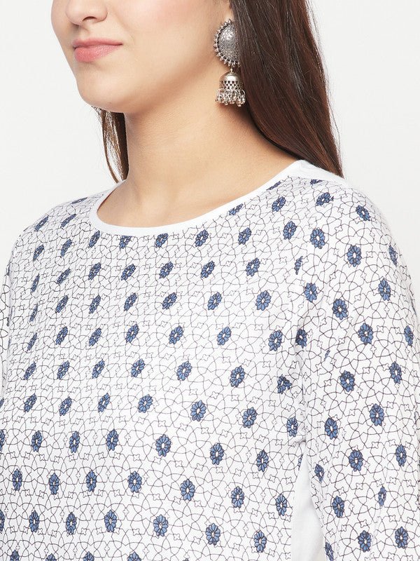 Aniyah Rayon Digital Screen Print White Straight Kurta | Grocsy